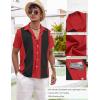 imageCOOFANDY Mens Casual Vintage Bowling Shirt Untucked Short Sleeve Button Down Summer Beach ShirtsTrue Red Black