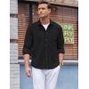 imageCOOFANDY Mens Corduroy Shirt Casual Long Sleeve Button Down Lightweight Jacket Fall Textured ShacketBlack