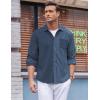 imageCOOFANDY Mens Corduroy Shirt Casual Long Sleeve Button Down Lightweight Jacket Fall Textured ShacketBlue  Navy Blue