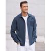 imageCOOFANDY Mens Corduroy Shirt Casual Long Sleeve Button Down Lightweight Jacket Fall Textured ShacketBlue  Navy Blue