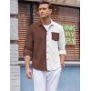 imageCOOFANDY Mens Corduroy Shirt Casual Long Sleeve Button Down Lightweight Jacket Fall Textured ShacketBrown  White
