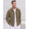 imageCOOFANDY Mens Corduroy Shirt Casual Long Sleeve Button Down Lightweight Jacket Fall Textured ShacketBrown