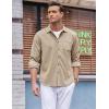 imageCOOFANDY Mens Corduroy Shirt Casual Long Sleeve Button Down Lightweight Jacket Fall Textured ShacketKhaki