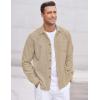 imageCOOFANDY Mens Corduroy Shirt Casual Long Sleeve Button Down Lightweight Jacket Fall Textured ShacketKhaki