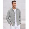 imageCOOFANDY Mens Corduroy Shirt Casual Long Sleeve Button Down Lightweight Jacket Fall Textured ShacketLight Grey