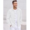 imageCOOFANDY Mens Corduroy Shirt Casual Long Sleeve Button Down Lightweight Jacket Fall Textured ShacketWhite
