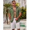 imageCOOFANDY Mens Linen Shirts Short Sleeve Casual Shirts Summer Beach Button Down Shirts with PocketArmy Green