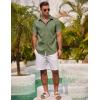 imageCOOFANDY Mens Linen Shirts Short Sleeve Casual Shirts Summer Beach Button Down Shirts with PocketArmy Green