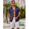 imageCOOFANDY Mens Linen Shirts Short Sleeve Casual Shirts Summer Beach Button Down Shirts with PocketBlue Violet