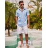 imageCOOFANDY Mens Linen Shirts Short Sleeve Casual Shirts Summer Beach Button Down Shirts with PocketClear Blue