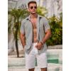imageCOOFANDY Mens Linen Shirts Short Sleeve Casual Shirts Summer Beach Button Down Shirts with PocketLight Grey