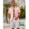 imageCOOFANDY Mens Linen Shirts Short Sleeve Casual Shirts Summer Beach Button Down Shirts with PocketLight Pink
