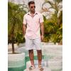 imageCOOFANDY Mens Linen Shirts Short Sleeve Casual Shirts Summer Beach Button Down Shirts with PocketLight Pink