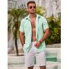 imageCOOFANDY Mens Linen Shirts Short Sleeve Casual Shirts Summer Beach Button Down Shirts with PocketMint Green