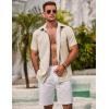 imageCOOFANDY Mens Linen Shirts Short Sleeve Casual Shirts Summer Beach Button Down Shirts with PocketNude