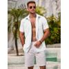imageCOOFANDY Mens Linen Shirts Short Sleeve Casual Shirts Summer Beach Button Down Shirts with PocketWhite