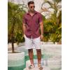 imageCOOFANDY Mens Linen Shirts Short Sleeve Casual Shirts Summer Beach Button Down Shirts with PocketWine Red