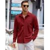 imageCOOFANDY Mens Long Sleeve Button Down Shirts Wrinkle Free Untucked Shirts Casual Dress Shirt for MenWine Red