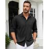 imageCOOFANDY Mens Long Sleeve Casual Button Down Shirt Wrinkle Free Untucked Dress ShirtsBlack