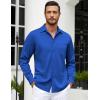 imageCOOFANDY Mens Long Sleeve Casual Button Down Shirt Wrinkle Free Untucked Dress ShirtsBlue