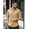 imageCOOFANDY Mens Long Sleeve Casual Button Down Shirt Wrinkle Free Untucked Dress ShirtsKhaki