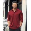 imageCOOFANDY Mens Long Sleeve Casual Button Down Shirt Wrinkle Free Untucked Dress ShirtsMaroon