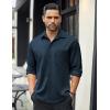 imageCOOFANDY Mens Long Sleeve Casual Button Down Shirt Wrinkle Free Untucked Dress ShirtsNavy Blue