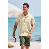 imageCOOFANDY Mens Short Sleeve Casual Button Down Shirts Textured Summer Beach Shirt with PocketBeige