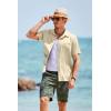 imageCOOFANDY Mens Short Sleeve Casual Button Down Shirts Textured Summer Beach Shirt with PocketBeige