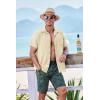 imageCOOFANDY Mens Short Sleeve Casual Button Down Shirts Textured Summer Beach Shirt with PocketBeige