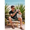 imageCOOFANDY Mens Short Sleeve Casual Button Down Shirts Textured Summer Beach Shirt with PocketBlack