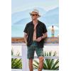 imageCOOFANDY Mens Short Sleeve Casual Button Down Shirts Textured Summer Beach Shirt with PocketBlack