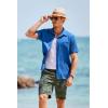 imageCOOFANDY Mens Short Sleeve Casual Button Down Shirts Textured Summer Beach Shirt with PocketBlue