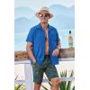 imageCOOFANDY Mens Short Sleeve Casual Button Down Shirts Textured Summer Beach Shirt with PocketBlue