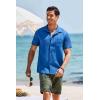 imageCOOFANDY Mens Short Sleeve Casual Button Down Shirts Textured Summer Beach Shirt with PocketBlue