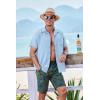 imageCOOFANDY Mens Short Sleeve Casual Button Down Shirts Textured Summer Beach Shirt with PocketClear Blue