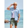 imageCOOFANDY Mens Short Sleeve Casual Button Down Shirts Textured Summer Beach Shirt with PocketClear Blue