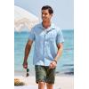 imageCOOFANDY Mens Short Sleeve Casual Button Down Shirts Textured Summer Beach Shirt with PocketClear Blue