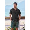 imageCOOFANDY Mens Short Sleeve Casual Button Down Shirts Textured Summer Beach Shirt with PocketDark Grey