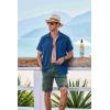 imageCOOFANDY Mens Short Sleeve Casual Button Down Shirts Textured Summer Beach Shirt with PocketDenim Blue