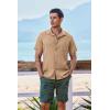 imageCOOFANDY Mens Short Sleeve Casual Button Down Shirts Textured Summer Beach Shirt with PocketKhaki
