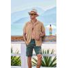 imageCOOFANDY Mens Short Sleeve Casual Button Down Shirts Textured Summer Beach Shirt with PocketKhaki