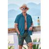 imageCOOFANDY Mens Short Sleeve Casual Button Down Shirts Textured Summer Beach Shirt with PocketLake Blue