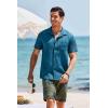 imageCOOFANDY Mens Short Sleeve Casual Button Down Shirts Textured Summer Beach Shirt with PocketLake Blue
