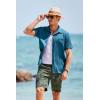 imageCOOFANDY Mens Short Sleeve Casual Button Down Shirts Textured Summer Beach Shirt with PocketLake Blue