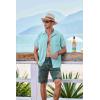 imageCOOFANDY Mens Short Sleeve Casual Button Down Shirts Textured Summer Beach Shirt with PocketLight Blue