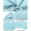 imageCOOFANDY Mens Short Sleeve Casual Button Down Shirts Textured Summer Beach Shirt with PocketLight Blue