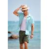 imageCOOFANDY Mens Short Sleeve Casual Button Down Shirts Textured Summer Beach Shirt with PocketLight Blue