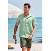 imageCOOFANDY Mens Short Sleeve Casual Button Down Shirts Textured Summer Beach Shirt with PocketLight Green