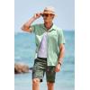 imageCOOFANDY Mens Short Sleeve Casual Button Down Shirts Textured Summer Beach Shirt with PocketLight Green